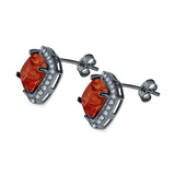Cushion Cut Stud Earrings Simulated CZ 925 Sterling Silver