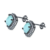 Cushion Cut Stud Earrings Simulated CZ 925 Sterling Silver