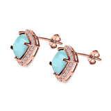 Cushion Cut Stud Earrings Simulated CZ 925 Sterling Silver