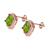 Cushion Cut Stud Earrings Simulated CZ 925 Sterling Silver