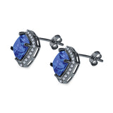 Cushion Cut Stud Earrings Simulated CZ 925 Sterling Silver