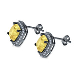 Cushion Cut Stud Earrings Simulated CZ 925 Sterling Silver