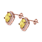 Cushion Cut Stud Earrings Simulated CZ 925 Sterling Silver