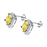 Cushion Cut Stud Earrings Simulated CZ 925 Sterling Silver