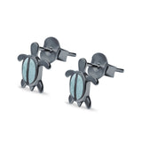Turtle Stud Earrings Lab Created Opal 925 Sterling Silver