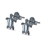 Turtle Stud Earrings Lab Created Opal 925 Sterling Silver