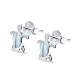 Turtle Stud Earrings Lab Created Opal 925 Sterling Silver