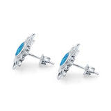 Sun Stud Earrings Created Opal 925 Sterling Silver (6.26mm)