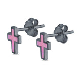 Cross Stud Earrings Lab Created Opal 925 Sterling Silver