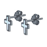 Cross Stud Earrings Lab Created Opal 925 Sterling Silver