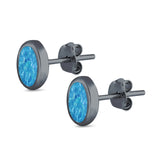 Solitaire Oval Stud Earrings Lab Created Opal 925 Sterling Silver