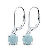 Round Lab Created Opal Lever Back Earring 925 Sterling Silver (25.4mm)