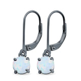 Round Lab Created Opal Lever Back Earring 925 Sterling Silver (25.4mm)