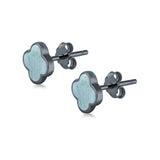 Clover Flower Stud Earring Lab Created Opal 925 Sterling Silver (6.20mm)