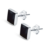 Square Shape Stud Post Tiny Earring Solid 925 Sterling Silver (6mm-8mm)