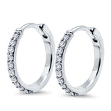Half Eternity Simulated CZ Round Hoop Earrings 925 Sterling Silver (20mm)