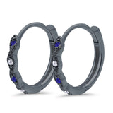 Huggie Hoop Earrings Round Simulated CZ 925 Sterling Silver (14mm)
