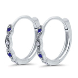 Huggie Hoop Earrings Round Simulated CZ 925 Sterling Silver (14mm)