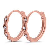 Huggie Hoop Earrings Round Simulated CZ 925 Sterling Silver (14mm)