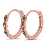 Huggie Hoop Earrings Round Simulated CZ 925 Sterling Silver (14mm)