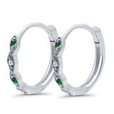 Huggie Hoop Earrings Round Simulated CZ 925 Sterling Silver (14mm)
