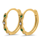 Huggie Hoop Earrings Round Simulated CZ 925 Sterling Silver (14mm)