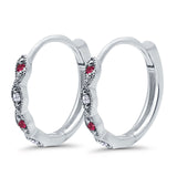 Huggie Hoop Earrings Round Simulated CZ 925 Sterling Silver (14mm)
