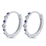 Art Deco Huggie Hoop Earrings Round Simulated CZ 925 Sterling Silver (18mm)