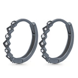 Art Deco Huggie Hoop Earrings Round Simulated CZ 925 Sterling Silver (18mm)