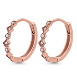 Art Deco Huggie Hoop Earrings Round Simulated CZ 925 Sterling Silver (18mm)