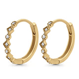 Art Deco Huggie Hoop Earrings Round Simulated CZ 925 Sterling Silver (18mm)