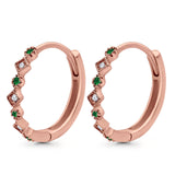 Art Deco Huggie Hoop Earrings Round Simulated CZ 925 Sterling Silver (18mm)