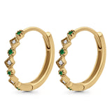 Art Deco Huggie Hoop Earrings Round Simulated CZ 925 Sterling Silver (18mm)
