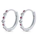 Art Deco Huggie Hoop Earrings Round Simulated CZ 925 Sterling Silver (18mm)