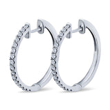 Half Eternity Simulated CZ Round Hoop Earrings 925 Sterling Silver (15mm)