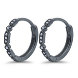 Half Eternity Hoop Earrings Simulated CZ Round 925 Sterling Silver (19mm)