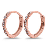 Half Eternity Hoop Earrings Simulated CZ Round 925 Sterling Silver (19mm)