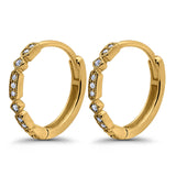 Half Eternity Hoop Earrings Simulated CZ Round 925 Sterling Silver (19mm)
