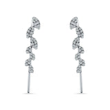 Marquise Leaf Style Fish Hook Threader Earrings Cubic Zirconia 925 Sterling Silver