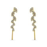 Marquise Leaf Style Fish Hook Threader Earrings Cubic Zirconia 925 Sterling Silver