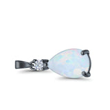 Pear Shape Lab Created Opal Simulated CZ 925 Sterling Silver Charm Pendant (21.5mm)