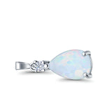 Pear Shape Lab Created Opal Simulated CZ 925 Sterling Silver Charm Pendant (21.5mm)