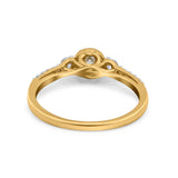14K Gold 0.31ct Three Stone Vintage Round 5mm G SI Diamond Engagement Band Wedding Ring