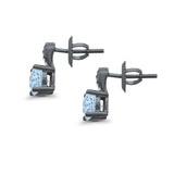 Stud Earrings Wedding Round Simulated CZ 925 Sterling Silver (9mm)