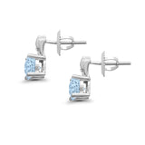 Stud Earrings Wedding Round Simulated CZ 925 Sterling Silver (9mm)