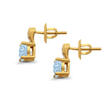 Stud Earrings Wedding Round Simulated CZ 925 Sterling Silver (9mm)