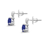 Stud Earrings Wedding Round Simulated CZ 925 Sterling Silver (9mm)