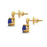 Stud Earrings Wedding Round Simulated CZ 925 Sterling Silver (9mm)
