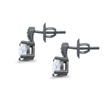 Stud Earrings Wedding Round Simulated CZ 925 Sterling Silver (9mm)