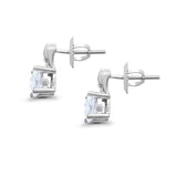 Stud Earrings Wedding Round Simulated CZ 925 Sterling Silver (9mm)